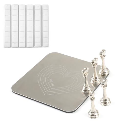 Lootaan Argent Heart Nail Holder for Painting & Press-Ons - Reusable Adhesive Nail Display Set