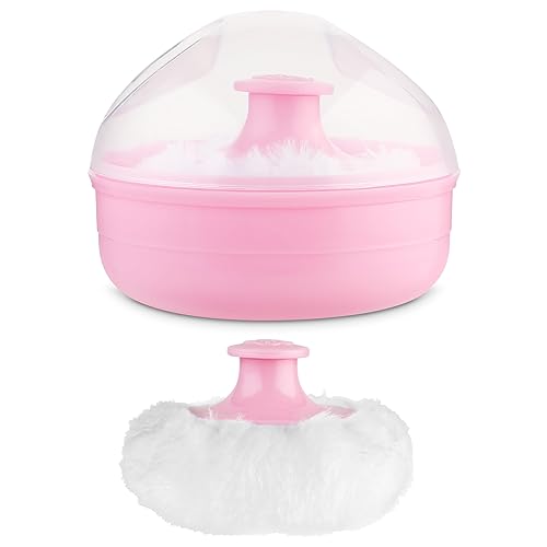 WLLHYF Large Pink Body Puff with Container for Baby & Adult