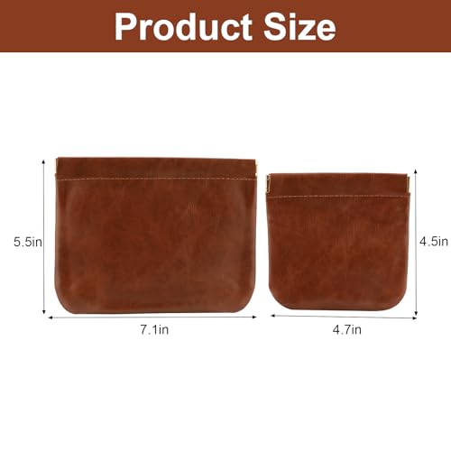 Tiltol Small Leather Makeup Bag Set - 2 Pack Portable Cosmetic Pouches