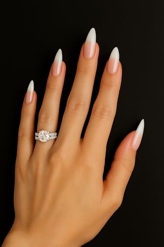 Pink & White Stiletto Cat Eye Press-On Nails Glitter Tips 24 Count