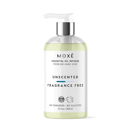 MOXE All Natural Hand Wash, Unscented 12oz - Gentle Formula for Sensitive Skin