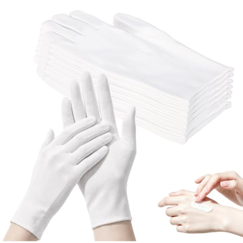 30 Pcs White Cotton Gloves for Eczema Relief & Moisturizing