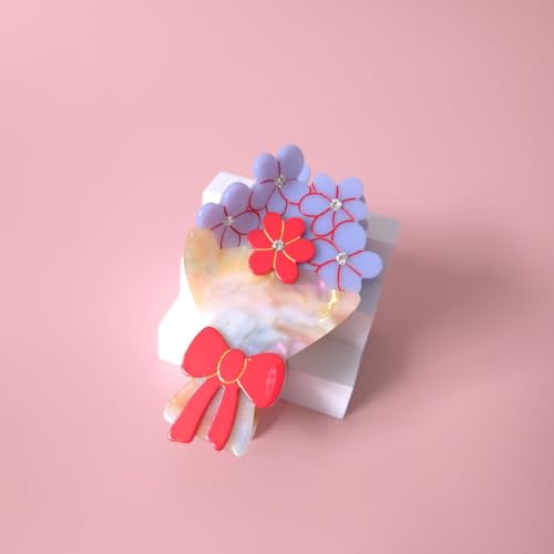 Flower Bouquet Acetate Hair Claw Clip - Green Non-Slip Hair Accessory