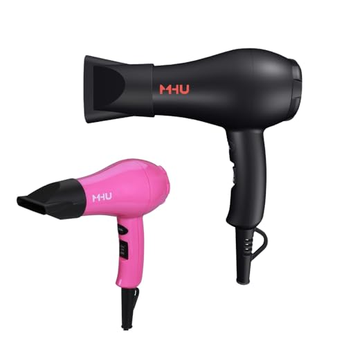 MHD Mini Travel Hair Dryer, 1000W Ceramic Ionic Blow Dryer with 2 Speeds