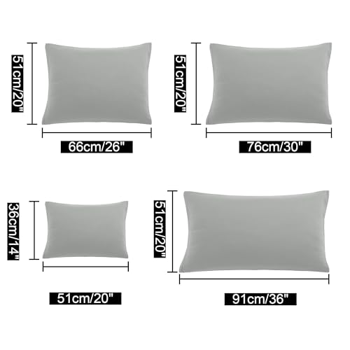 Microfiber Pillowcases Set of 2 with Zipper Closure - 14x20 Grey