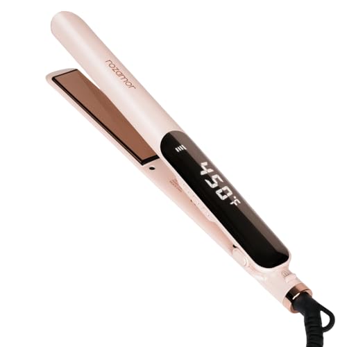 Rozamor Titanium Flat Iron - 1 Inch Hair Straightener & Curler with LCD Control