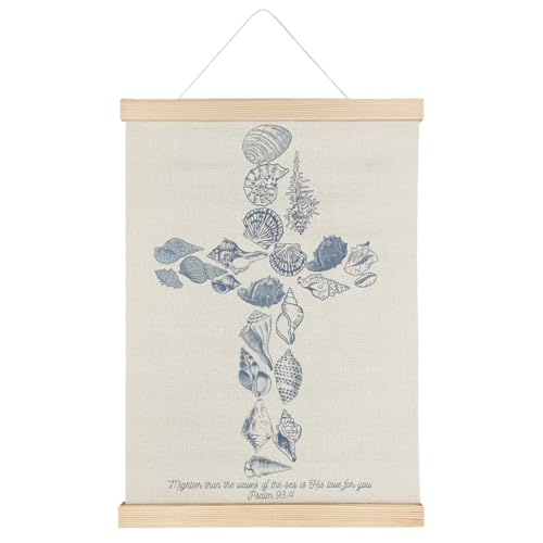 Christian Beach Wall Art - Shell Bible Verse Decor 12x16