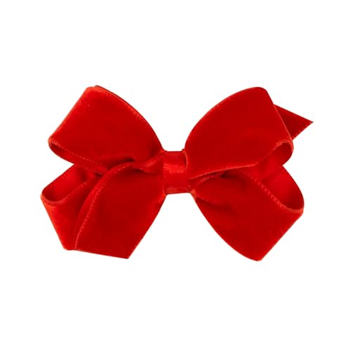 Wee Ones Mini Velvet Hair Bow with No-Slip Clip - Red, Girl's Hair Accessory