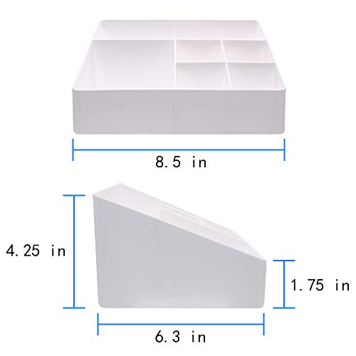 Granvela 6-Compartment Desk & Makeup Organizer - White Storage Box