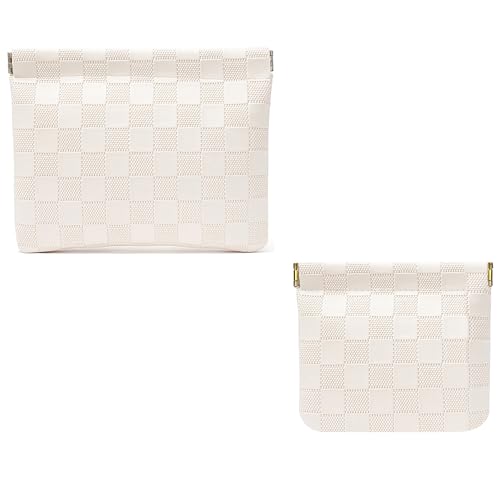Leather Pocket Cosmetic Bag - Waterproof Organizer Pouch (White, Big & Small)