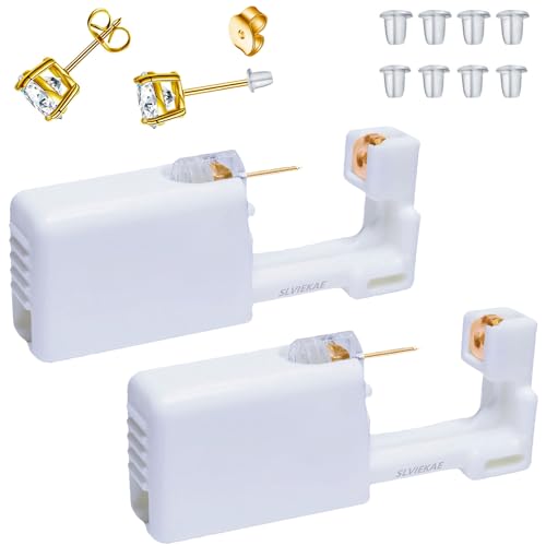 SLVIEKAE Disposable Ear Piercing Gun Kit with Multi-Sized Earring Studs