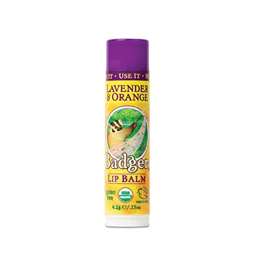 Badger Organic Lip Balm Lavender & Orange 0.15 oz Pack of 1 - Moisturizing & Cruelty-Free