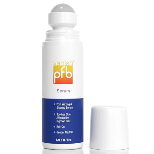 PFB Vanish Razor Bump Stopper & After Shave Serum (3.28 oz) - Soothing Solution, Relieves & Softens Skin, All Gender, Full Body Ingrown Hair Treatment with AHA & BHA, Dark Spots & Ingrown Hair Roller