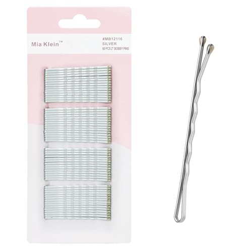 Mia Klein 60PCS Bobby Pins - 2 Inch Crimped Hair Grips for All Hair Types