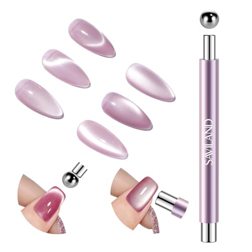 SAVILAND Double-Head Cat Eye Magnet Pen - 5X Strong Magnet, Purple