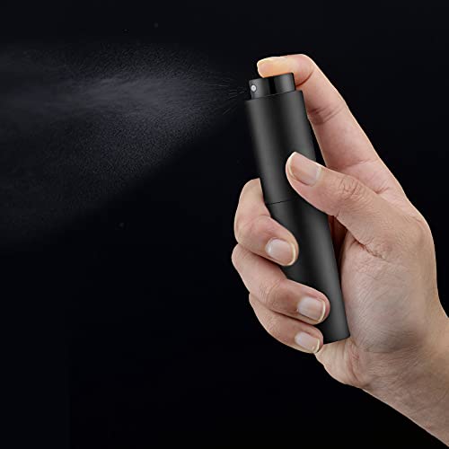 Tekson 4-Pack Black 10ml Refillable Travel Perfume Atomizers, Leakproof Spray Bottles
