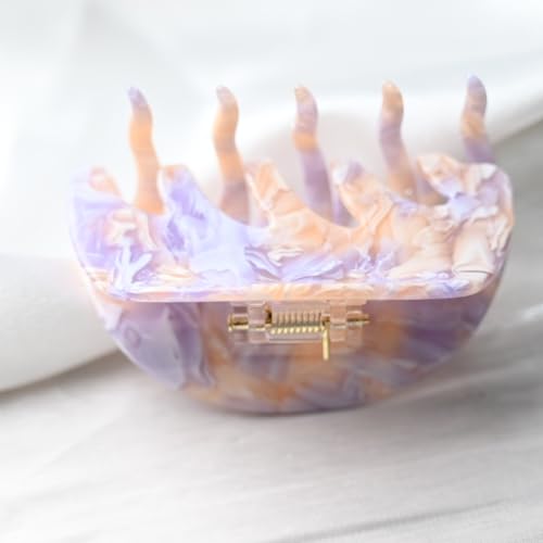 Prettyou 3in Handmade Celluloid French Design Barrettes Hair Claw – Tortoise Shell Hair Clip (Variation H)