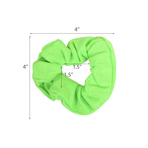 Motique Accessories Set of 8 Neon Scrunchies - Pink Yellow Green Orange, Solid Jersey Cotton