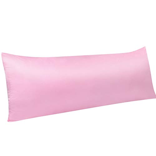 Light Pink Satin Body Pillowcase with Hidden Zipper - 20 x 54 Inches