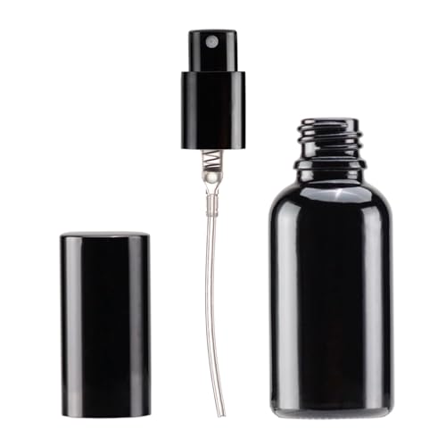 YIZHAO 30ml Black Glass Spray Bottles 6 Pack with Fine Mist Sprayer for Essential Oils, Perfume, Travel, Cleaning