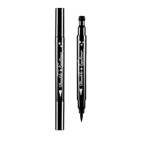 Pinkiou Double-Headed Liquid Eyeliner Pen & Stamp - Waterproof, Smudge-Proof, Long Lasting, Slim Gel Felt Tip for Eye Makeup