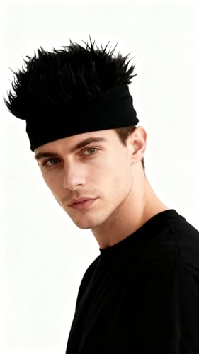 Funny Men's Spiked Wig Beanie - Adjustable Hip-Hop Style Hat