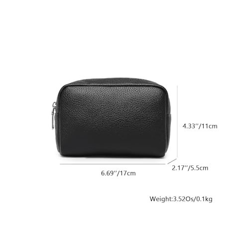YONBEN Black Vegan Leather Makeup Bag for Travel & Purse - PU Faux Leather