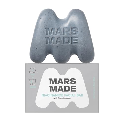 MARS MADE Niacinamide Facial Bar Soap with Black Sesame - Nourishing Face Wash for All Skin Types