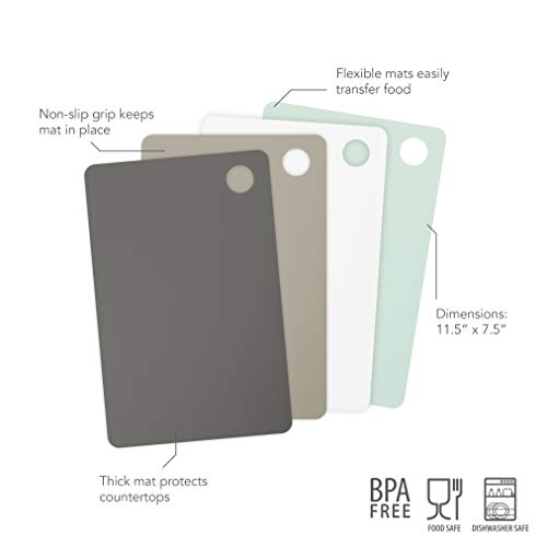Tovolo Small Flexible Cutting Mats Set of 4 - Dishwasher Safe Nylon Boards