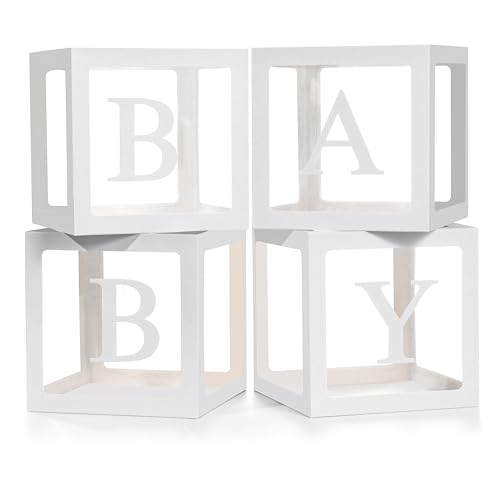 Lovelite Baby Shower Balloon Boxes with Letters - 4 Transparent Decorations