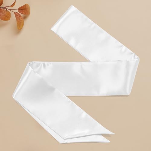 Plain White Double-Layer Satin DIY Sash - 3.7" Wide, 35" Long