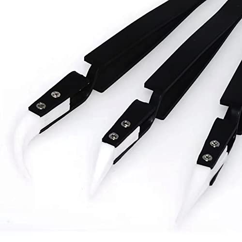 3-Piece Precision Reverse Ceramic Tweezer Kit for Electronics Soldering