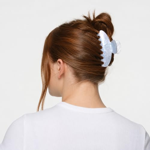 LOVEBELL Blue Sparkle Hair Claw Clip - Large 4" - Strong Hold, Non-Slip Grip