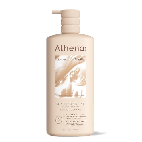 Athena Club Golden Vanilla Body Wash for Women, 18 Fl Oz - Hydrating & Sulfate Free