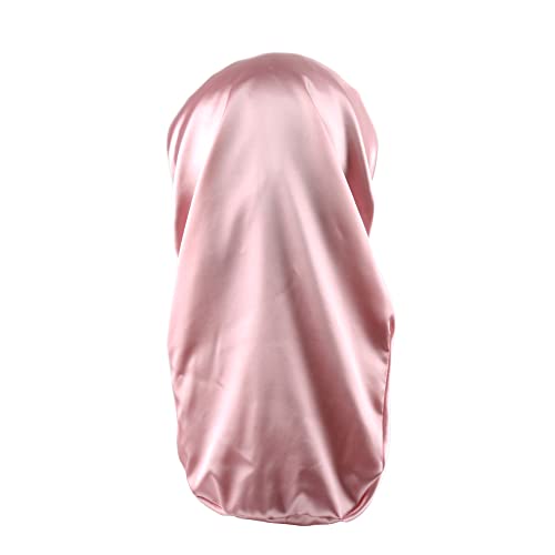 ELIHAIR Kids Long Satin Bonnet - Adjustable Sleep Cap for Curly Hair, Pink