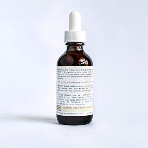 Powbab Organic Baobab Oil for Skin, Hair & Nails - Cold Pressed 2oz