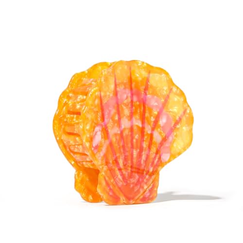 Large Shell Hair Claw Clip for Thick Hair, Orange Marble Summer Accessory