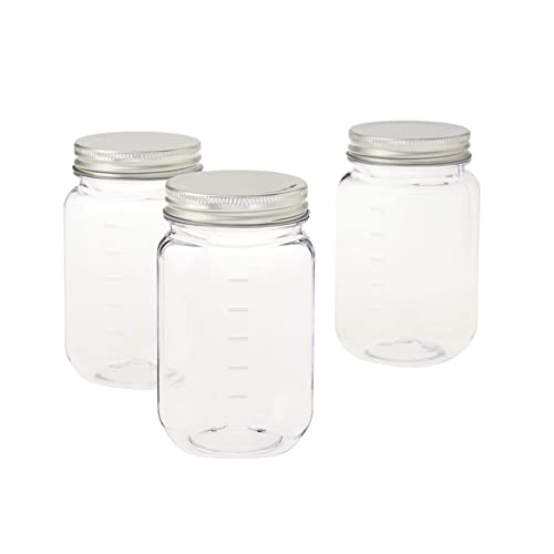 Craft Smart 16oz Plastic Mason Jars - Food Safe Storage Containers, 3 Pack