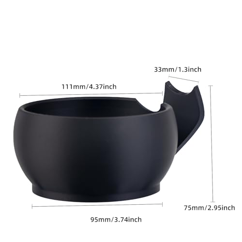 Grandslam Black Shaving Bowl with Ridges & Brush Stand - Classic Grooming Mug