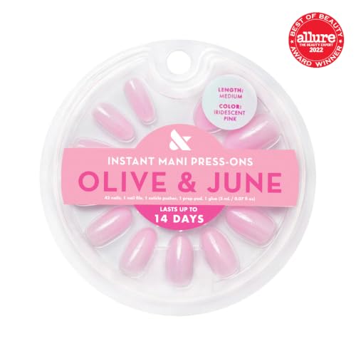 Olive & June Instant Mani Press-On Nails | Iridescent Pink, Oval, Medium