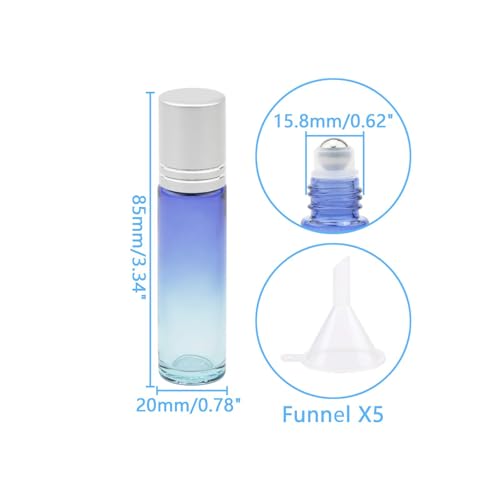 10-Pack 10mL Blue Gradient Glass Roller Bottles for Essential Oils