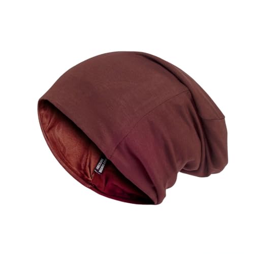 Evolve Satin-Lined Knit Cap - Maroon Hair Protection Sleep Hat