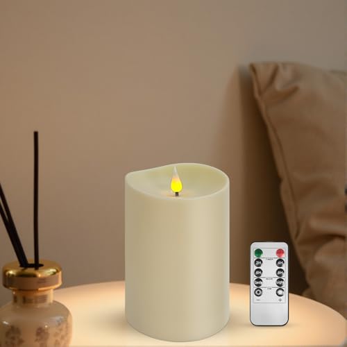 Flameless LED Candle with Remote Control - 4x6 Inch Ivory Pillar