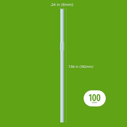 Amazon Basics 100 Count Disposable Striped Flex Straws - Assorted Colors, 7.5" Long