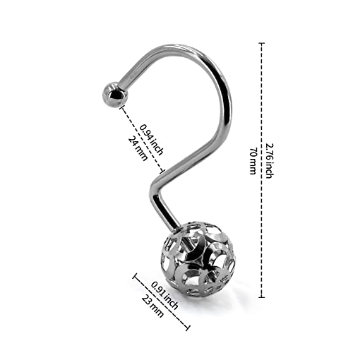 MitoVilla Chrome Metal Shower Curtain Rings - Rust-Proof Hooks, 12 Pack