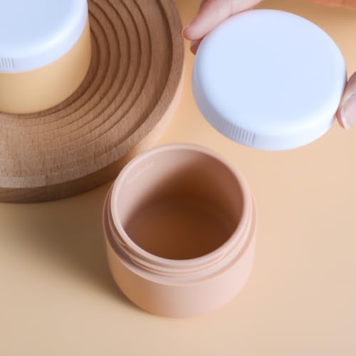 Kuangre 3oz Silicone Travel Containers for Toiletries - Leak-proof Cream Jars (4 Pack, Apricot)