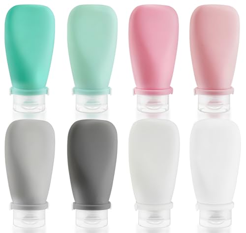 Damsier 8 Pack 3oz Silicone Travel Bottles Leak-Proof TSA Cosmetic Containers