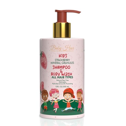 BABY HAIR Strawberry Mineral Shampoo & Body Wash 10 fl. oz. - Sulfate-Free, Tearless Formula with Biotin & Strawberry Oil