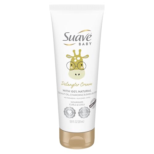 Suave Baby Detangler Cream for Curly & Coily Hair with Coconut Oil, Shea & Chamomile - 6.8 oz