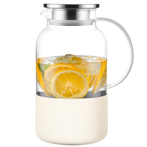 PARACITY 61 oz Glass Pitcher with Lid - Heat Resistant Carafe